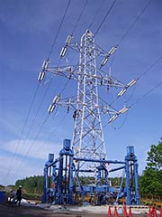 鉄塔嵩上げ電動ジャッキ